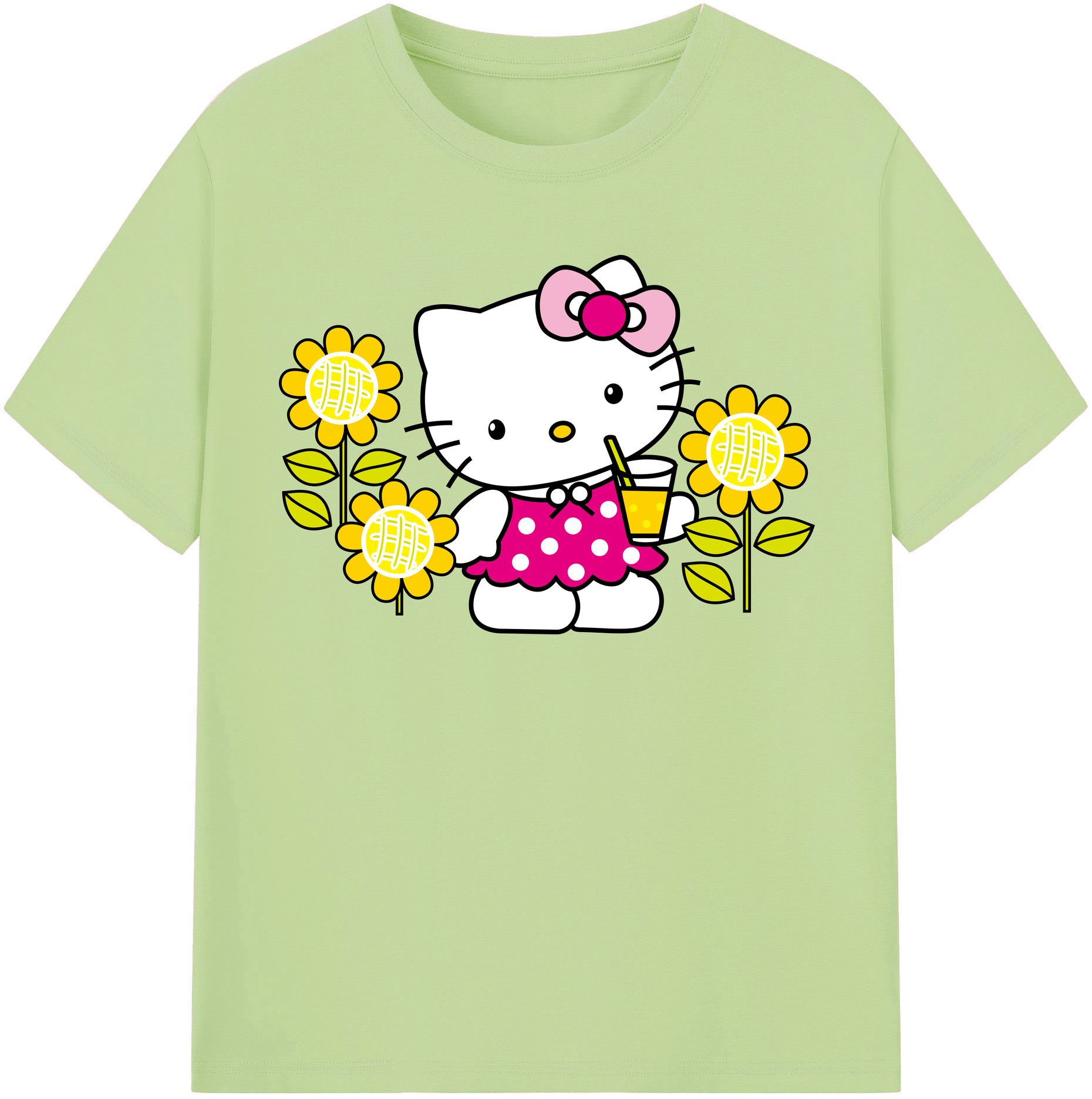 （画像用） Hello Kitty ハローキティ 綿100％半袖Tシャツ（フロントプリント）